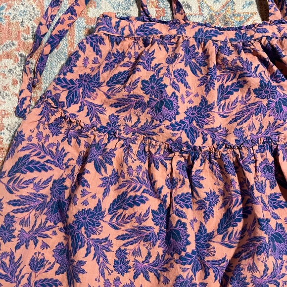 Universal Thread pink and blue floral print cotton shoulder-tie sleeveless top - Picture 4 of 5